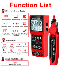 ET628 3in1 Network Cable Tester Visual Fault Locator Digital LCD Analog Search POE Test Cable Pairing Length Wiremap Check Multimeter