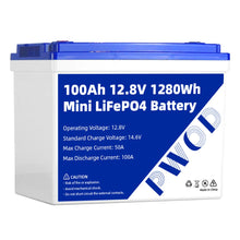 PWOD 12.8V 100Ah 1280Wh Mini LiFePO4 Battery Pack Grade A Build-in BMS Lithium Iron Phosphate For RV EV Solar Camping