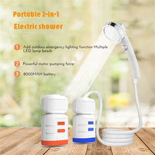 Outdoor Shower Pump Dormitory Camping Portable 2-in-1 Electric Shower Emergency Lighting Portable Camping Shower