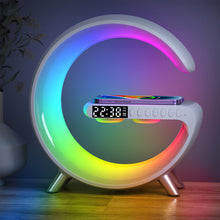Big G Bluetooth Speaker Wireless Charger Stand Alarm Clock RGB 20 Lights Mode Dimmable Night Light Touch Lamp for Gifts