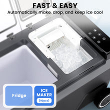 MUDIRO 45L Car Fridge with ICE Maker Freezer Fast Cooling Car Refrigerator Quick Ice Making Mobile Refrigeration System Energy Saving with LED Lighting