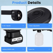 MUDIRO M-BW1 Cordless Pressure Washer with 4.0Ah Batteries,220Bar 1.32 GPM Brushless Motor Portable Pressure Washer with 6 in 1 Nozzles, Power Washer for Cars, Fences, Driveways, Home, Patios