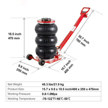 iMars Air Jack 5 Ton / 11000 lbs Triple Bag Airbag Jack com seis tubos de aço 18,5 polegadas / 470 MM Macaco pneumático de levantamento rápido com alça ajustável para reparo de garagem de carro