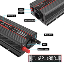 DATOUBOSS Inverter 1500W DC12V-AC230V Pure Sine Wave Converter with LCD Display For RV, Car, Truck