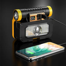 Multifunctional Folding LED Solar Flashlight Dual Light Source Outdoor Camping Torch Built-in 18 Hardware Tools USB Rechargeable Outdoor Waterproof Emergency Lantern