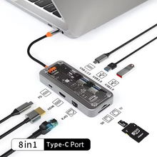 Basix SW4U-A/SW4U-C 4-in-1 USB-C/USB-A, SW8V 8-in-1 SW10V/SW10V-PRO 10-in-1/Type-C HUB 4K 30Hz Dock Station,Type-C to HDMI/USB/TF Card Compatible RJ45 Ethernet PD100W,100Mbps,Gigabit Ethernet Port