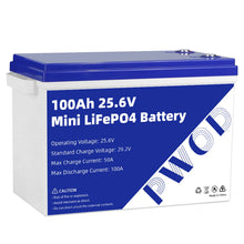 PWOD 100Ah 2560Wh LiFePO4 Battery - 6000 Cycles, IP65 Solar/RV/Marine Power