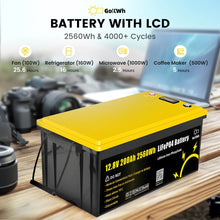 Gokwh 12V 200ah LCD Energy Storage Box 2560Wh Solar Lithium Ion LiFePO4(LFP) Battery for RV Boat Home Energy Storage