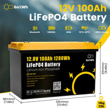 Gokwh 12V 100AH LiFePO4 Lithium Battery 1280Wh Energy Storage Box Battery Pack Series Built-in Smart bluetooth BMS