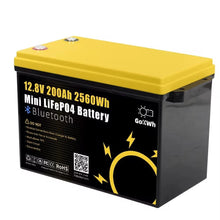 Gokwh 12V 200Ah Mini Bluetooth LiFePO4 Battery Built-in Bluetooth BMS 2560Wh LiFePO4(LFP) IP65 Protection