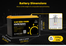 GoKWh 12V 100Ah LiFePO4 Battery – Built-in Intelligent BMS, 4000+ Cycle Life, High Discharge Performance, Suitable for Solar/RV/Marine/Backup Power Applications