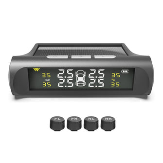 Tire Pressure Monitoring System Solar Powered TPMS for RV and Trailers TPMS with LCD Display 4 Sensors Real-Time Pressure And Temperature Monitoring