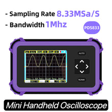 PDS833 Handheld Digital Osciloscope 1Mhz Analog Bandwidth 8.33MSa/s 800VPP 2.8inch Screen