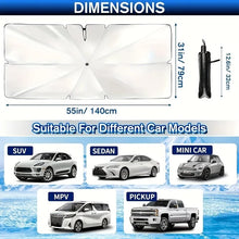 Car Sunshade Umbrella Front Windshield Retractable Sun Protection Heat Insulation Car Umbrella Side Baffle Sunshade 360° Rotating With Bendable Arm Handle