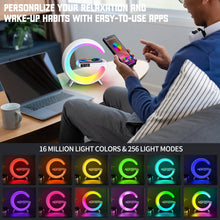 Big G Bluetooth Speaker Wireless Charger Stand Alarm Clock RGB 20 Lights Mode Dimmable Night Light Touch Lamp for Gifts