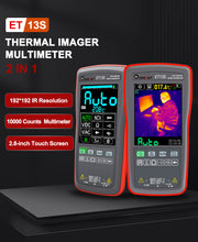 2024 NOVO TOOLTOP ET13S 2 em 1 192 * 192 Multímetro termovisor 10000 contagens Tela de toque de 2,8 polegadas Circuito elétrico Automóvel Inspecionar multímetro de câmera térmica IR