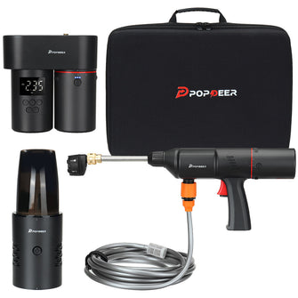 POPDEER PD-E Pro Bomba de ar multifuncional sem fio quatro em um, pistola lavadora de carro, aspirador de pó, carregador sem fio