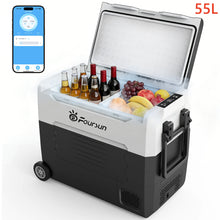 Foursun 35L/45L/55L Dual Zone Car Fridge Freezer with Bluetooth App Control Portable Compressor Cooler for Camping, Travel, Home