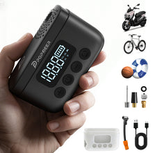 POPDEER P-T01 Mini Electric Bike Pump - 150PSI Portable Air Compressor, Presta/Schrader Valve Compatible, 1000mAh Battery, LCD Display & LED Light for Bicycle, Motorcycle, Ball