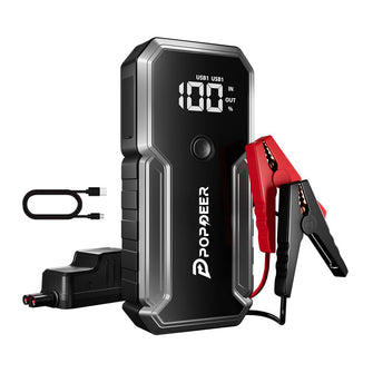 Popdeer PD-J01 20000mah 2500a carro ir para iniciantes 12v saída usb dupla display lcd para 8.0 gás/6.0l diesel