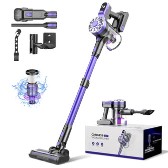 Teendow V07 Cordless Vacuum Cleaner, 12KPa Strong Suction, 30min Runtime, 2200mAh Battery, 0.9L Dust Cup, 5-Stage Filtration, Wall-Mounted, Ideal for Hard Floors & Carpets