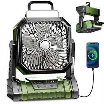 Portable 4 Speed Camping Fan with Rechargeable Battery Cordless Outdoor Cool Ceiling Fan with LED Light Air Circulators