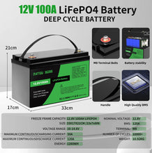 DATOUBOSS 12V 100AH LiFePO4 Battery Portable Rechargeable Built-in Intelligent BMS System Deep Cycle 10000+ for RV