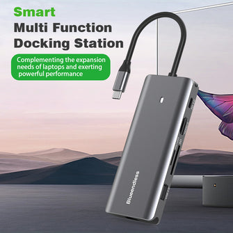 Aluminum 10 in 1 Type-C Docking Station HD2.0 HD 4K/60Hz Gigabit Ethernet Port USB 3.0 Extension Hub Splitter