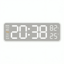 LED Digital Wall Clock with Temperature & Humidity Display, Metal Brushed Finish, Multifunctional Electronic Alarm Clock, USB Powered