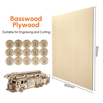 AlgoLaser 10pcs Basswood Plywood Sheets 30*30cm Basswood Sheets Square Unfinished Wood Board for DIY Crafts Laser Cutting