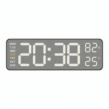 LED Digital Wall Clock with Temperature & Humidity Display, Metal Brushed Finish, Multifunctional Electronic Alarm Clock, USB Powered