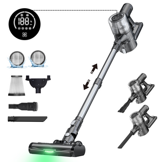 Proscenic P13  Cordless Vacuum Cleaner for Home,35Kpa Suction,Lightweight Stick Vacuum with Green Light,LED Display,Max 50mins Runtime