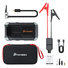 POPDEER PD-JA3 5000A 4-in-1 Emergency Jump Starter with Air Compressor (150PSI Tire Inflator) 12V Quick Charge 3.0 Jump Box LCD Display Flashlight Storage Case - Suitable for 10.0L Gas 8.0L Diesel Engines