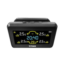 Car Large LCD Screen TPMS Tire Pressure Monitoring System Solar Charging Time Display with 4 Sensors