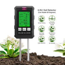 6 in 1 Digital Soil Tester PH Meter Fertility Soil Moisture Sunlight Ambient Humidity Temperature Monitor Detector Garden Soil Analyzer