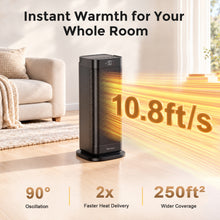 Teendow GD9215AD20 2000W Electric Fan Heater, 34dB Ultra Quiet PTC Ceramic Fan Heater with Remote, Smart ECO Thermostat, 12H Timer & 90° Oscillation, Fast Heating for Bedroom Home Office RV