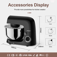 SVEWT 1500W Food Mixer, with 5.5QT Stainless Steel Bowl, Dough Hook, Beater and Whisk, 10 Speeds for Baking Mixing