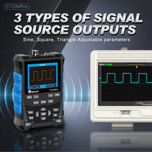 ET120M Professional Handheld Digital Oscilloscope 120MHz Analog Bandwidth 500MS/s Sampling Rate 320x240 LCD Screen Support Waveform Storage with Backlight