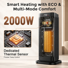 Teendow GD9215AD20 2000W Electric Fan Heater, 34dB Ultra Quiet PTC Ceramic Fan Heater with Remote, Smart ECO Thermostat, 12H Timer & 90° Oscillation, Fast Heating for Bedroom Home Office RV