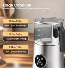 Teendow MF06 4-in-1 Electric Milk Frother 700ml/23.6oz, Automatic Hot & Cold Foam Maker Stainless Steel Jug, Cappuccino Latte Macchiato Warmer Steamer for Home & Outdoor Use