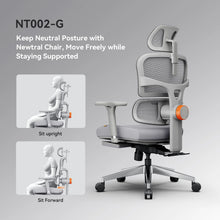 NEWTRAL NT002 Ergonomic Office Chair with Footrest High Back Desk Chair with Unique Adjustable Lumbar Support Backrest Seat Depth Adjustment Tilt Function 4D Armrest Recliner Chair for Home Office