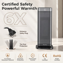 Teendow GD9215AD20 2000W Electric Fan Heater, 34dB Ultra Quiet PTC Ceramic Fan Heater with Remote, Smart ECO Thermostat, 12H Timer & 90° Oscillation, Fast Heating for Bedroom Home Office RV