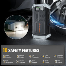 POPDEER PD-JA3 5000A 4-in-1 Emergency Jump Starter with Air Compressor (150PSI Tire Inflator) 12V Quick Charge 3.0 Jump Box LCD Display Flashlight Storage Case - Suitable for 10.0L Gas 8.0L Diesel Engines