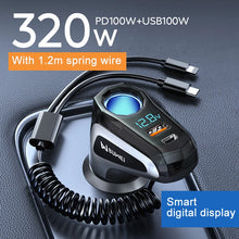 320W Car Fast Charger with Type C and Apple Charging Cable PD Quick Charge for HUAWEI OPPO XIAOMI