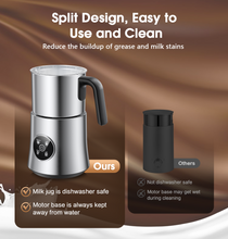 Teendow MF06 4-in-1 Electric Milk Frother 700ml/23.6oz, Automatic Hot & Cold Foam Maker Stainless Steel Jug, Cappuccino Latte Macchiato Warmer Steamer for Home & Outdoor Use