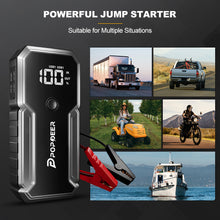 Popdeer PD-J01 20000mah 2500a carro ir para iniciantes 12v saída usb dupla display lcd para 8.0 gás/6.0l diesel