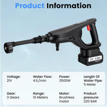 MUDIRO M-BW1 Cordless Pressure Washer with 4.0Ah Batteries,220Bar 1.32 GPM Brushless Motor Portable Pressure Washer with 6 in 1 Nozzles, Power Washer for Cars, Fences, Driveways, Home, Patios