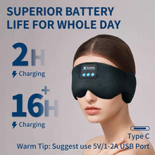 Bluetooth V5.3 HiFi Music Sleep Mask with Type-C Charging - Adjustable Soft Cotton Eye Mask for Travel & Night Sleeping