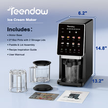 Teendow KF-002 Ice Cream Maker with 8 Preset Programs, Self-Cleaning, Mix-In & Re-Spin Functions, Home Countertop Model