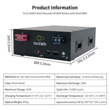 Gokwh 51.2V 100Ah 5120Wh LiFePO4 Energy Storage Battery with Bluetooth Built-in BMS for Home Backup RV and Camping